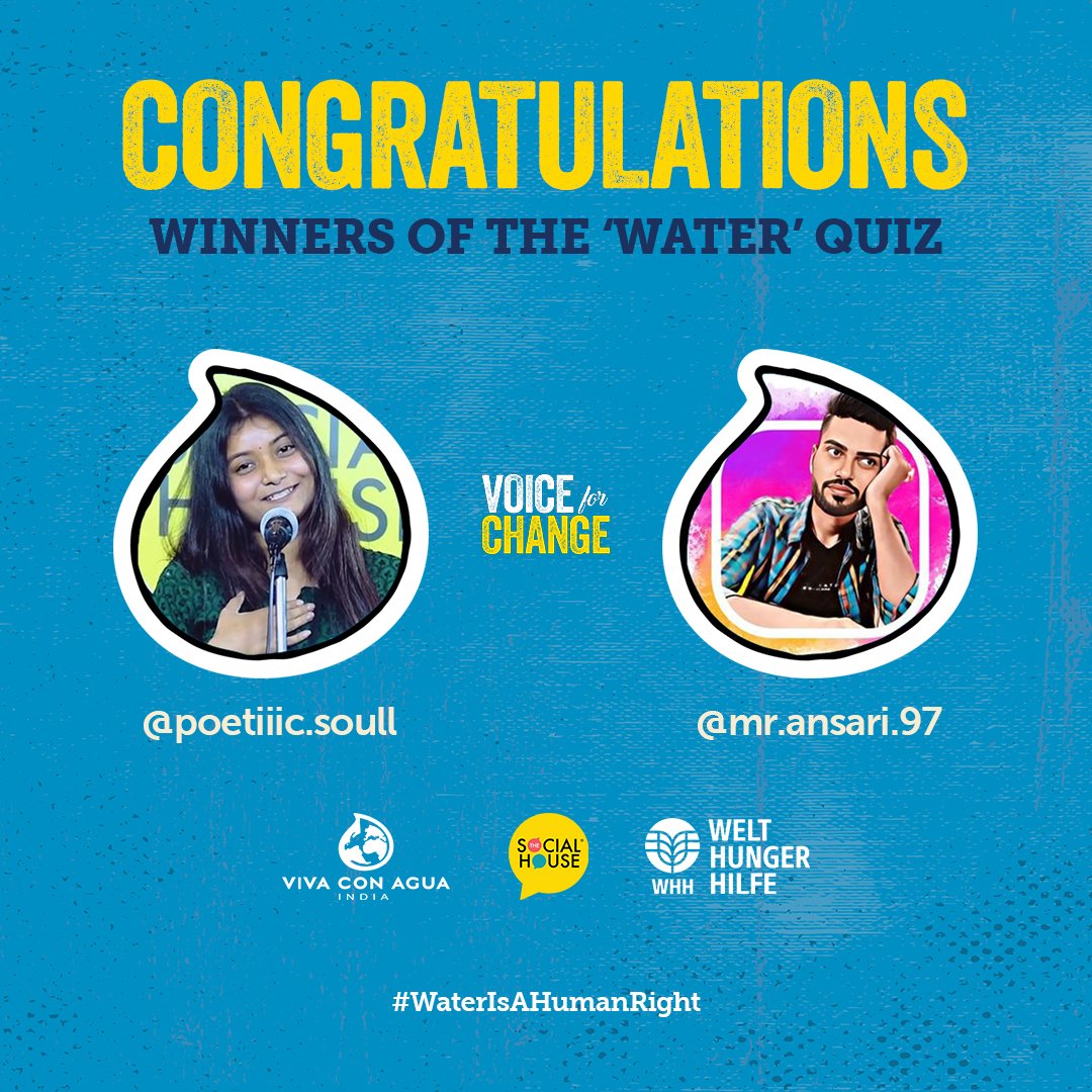 tsh_india's tweet photo. We're happy to announce the winners of the water giveaway. Congratulations poetiiic.soull and mr.ansari.97 . Our team will reach out to you shortly to discuss the details of the giveaway.

We strongly encourage you to stay connected with "Voice for Change" presented by @tsh_india  @VivaconAgua  in association with @WHH_India  . Together, we can make a lasting impact in promoting water sanitation and hygiene and fostering positive change.

Stay tuned for more updates, and opportunities to engage with our cause. @vivaconagua

#Water4All #All4Water #WaterIsAHumanRight #TheSocialHouse #TSHPoetry #VivaConAgua #WHH #WeltHungerHilfe
#trending