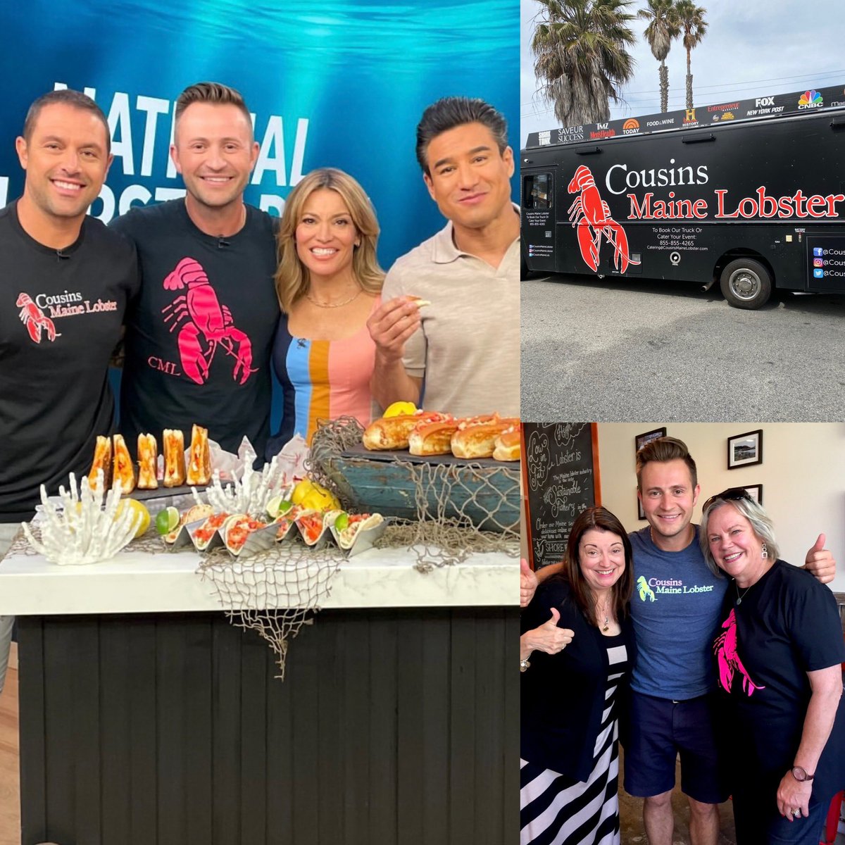 Happy National Lobster Day! Thanks for coming to the beach @cousinsmainelob 🦞🦞🦞 @KitHoover @mariolopezviva @accesshollywood #AccessHollywood #30SecondsAtTheBeach