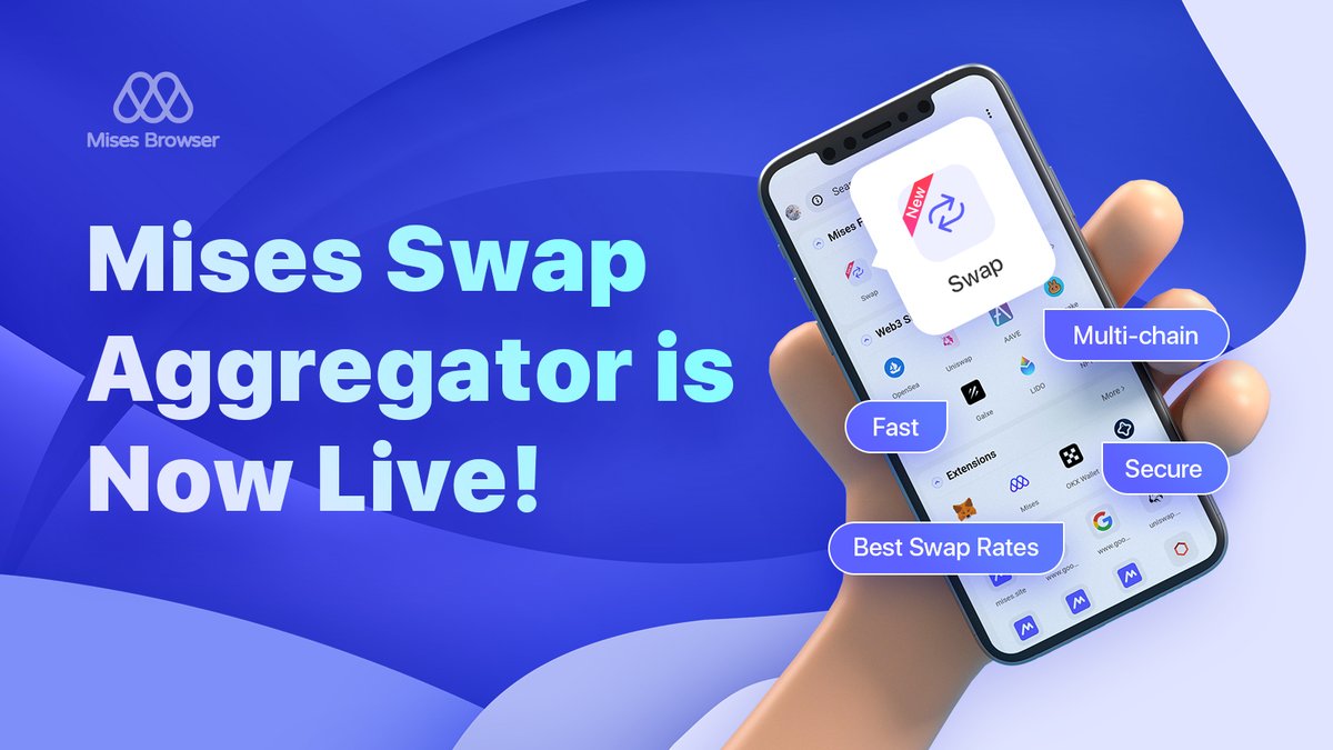 📣 Mises Swap is live on #Mises Browser - a fast, secure and multi-chain swap aggregator with the best swap rates!

Experience the new swap feature & stand to win 1000 $MIS token giveaway available on @Galxe ☄

Join now:
1. Complete bit.ly/3NeVQSm
2. Tag 3 friends