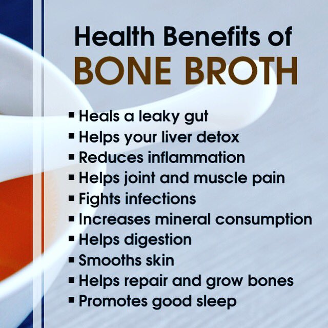 Bone broth can relieve joint #pain and #osteoarthritis, #detoxify liver, prevent aging #skin, support digestive #health, balance hormones, increase energy, strengthen #bones, improve quality of #sleep, and boost immune system