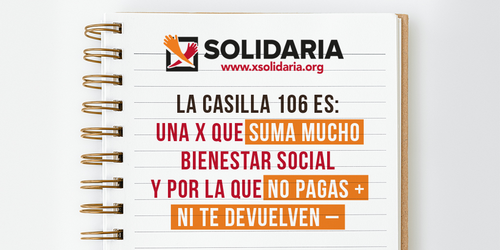 Es algo muy grande🌈, pero se puede   explicar muy sencillo🧡. La casilla 1⃣0⃣6⃣ tiene un impacto social   inigualable, pero a ti no te cuesta nada. Estamos en la recta final y hasta   la última @XSolidaria cuenta: marca #FinesSociales en la #Renta2022   #LlámaloXSolidaria