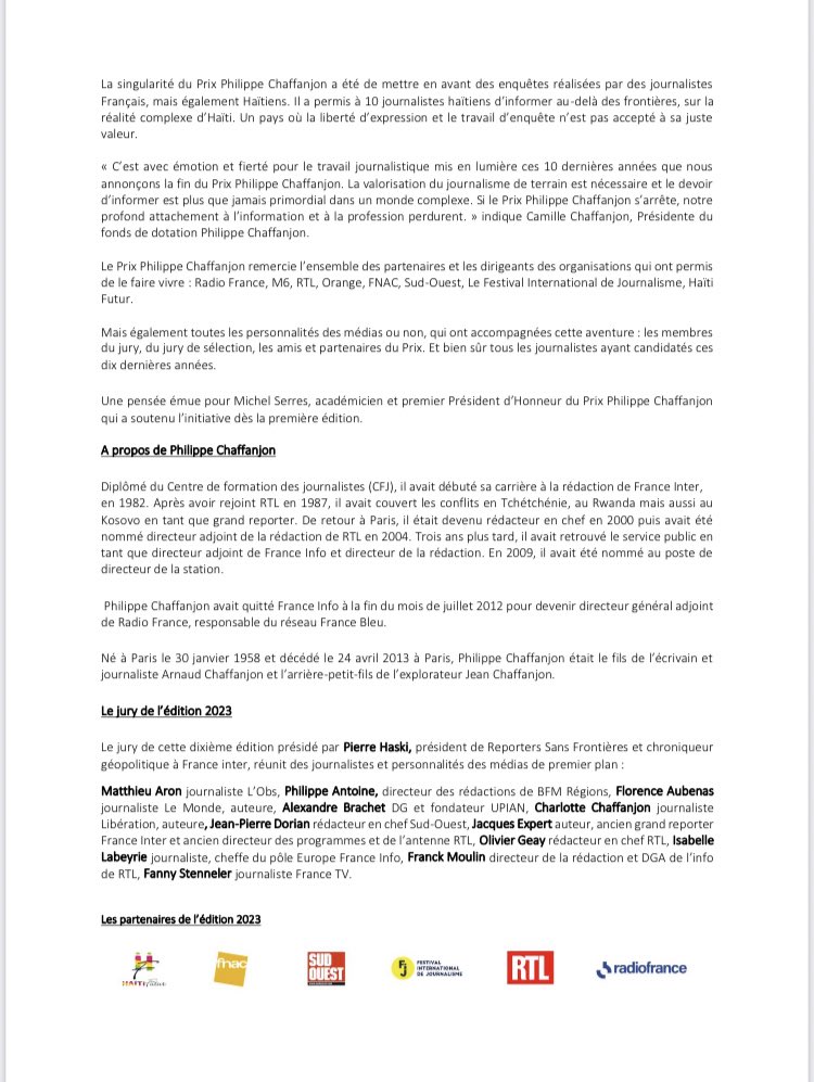 Le <a href="/PrixChaff/">Prix Chaff</a> s’arrête au bout de 10 ans. Dernière remise ce soir. Cette page qui se tourne fut belle et intense. Merci à ceux qui y ont contribué, les partenaires, le jury, le pré jury, les candidats. Bravo surtout <a href="/CamChaffanjon/">Camille Chaffanjon</a> <a href="/ChaffMadsen/">CHAFFANJON</a> ♥️@PChaffanjon Matthieu Chaffanjon -