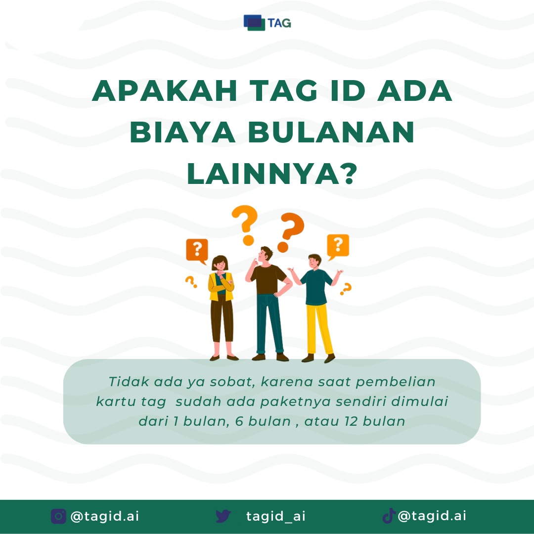 tagid_ai's tweet photo. #faq Apakah setelah berlangganan kartu tag kita masih harus membayar tagihan lain?

Jawabannya tidak ya sobat! setelah pembelian kamu tidak akan dipunggut biaya apapun kecuali masa aktif kmu habis dan segera perpanjang ya!

#Adipurush #gntm #TheFlashMovie  #Karachi #Prabhas𓃵 https://t.co/UfXva71306