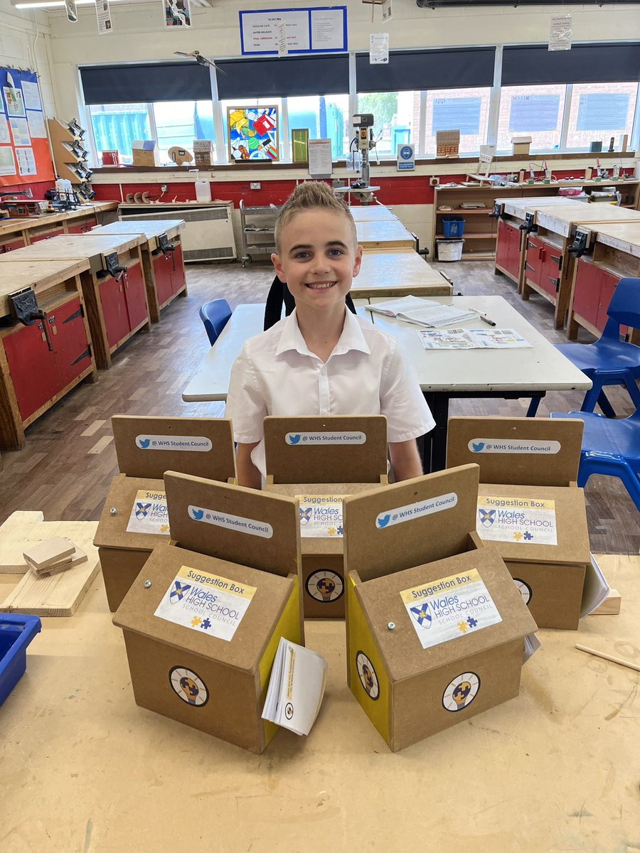 We’re delighted to announce that the School Council Suggestion Boxes are finished 🎉. They will he in place around school next week …. Watch this space!!! <a href="/WalesHigh/">Wales High School</a>