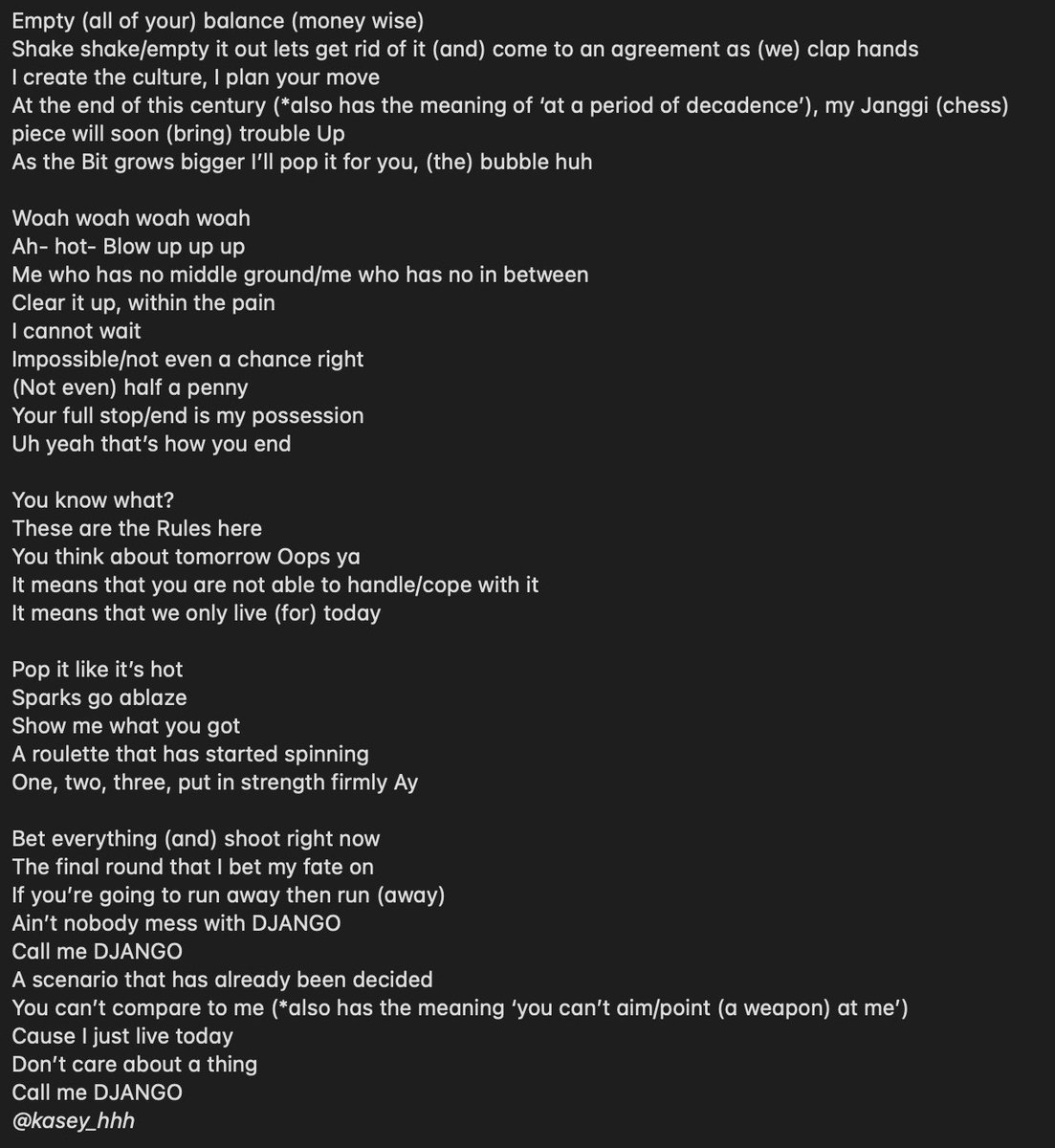 kasey ♡ on Twitter "DJANGO Lyrics ♥︎ (interpretation and translation