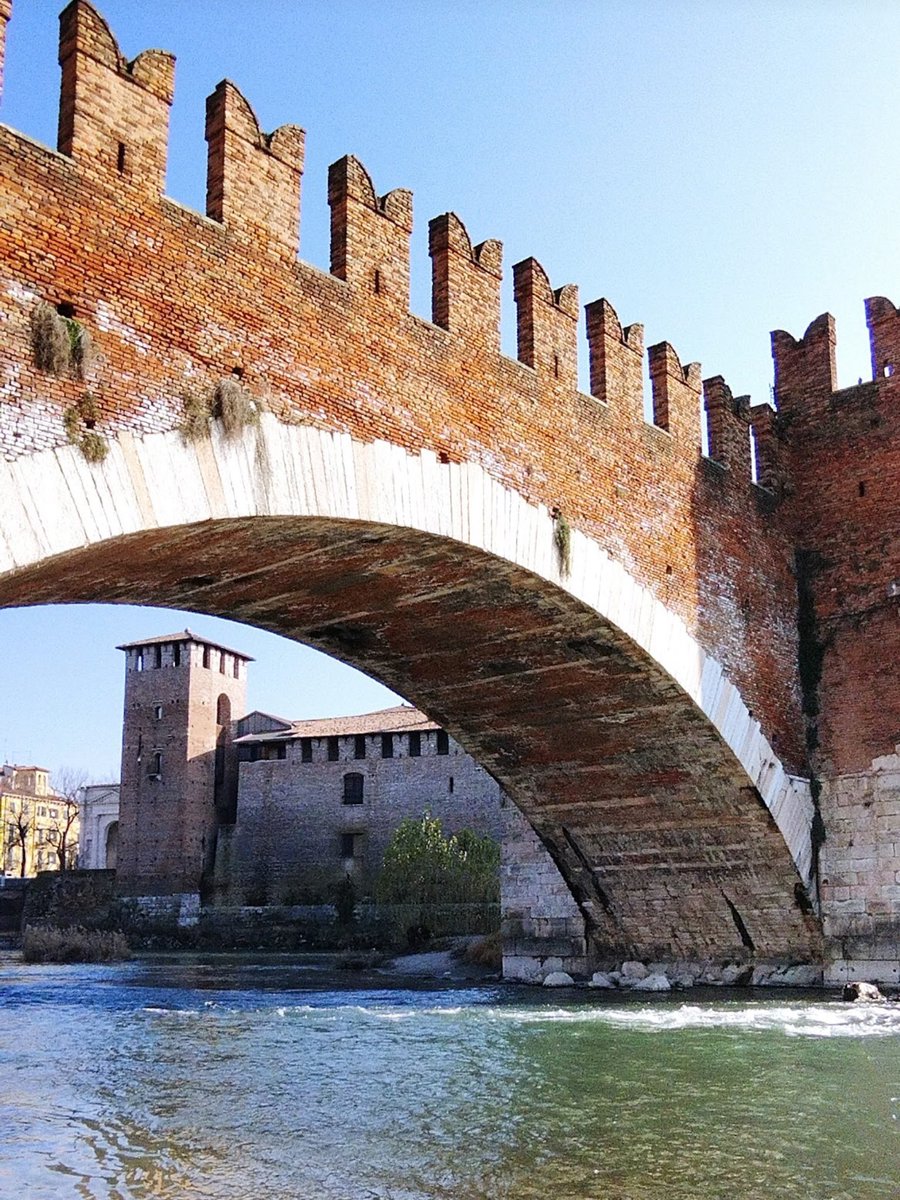 Castelvecchio Bridge, 1354-1356. Total span is around 393 feet divided into three sections. Verona, Italy.