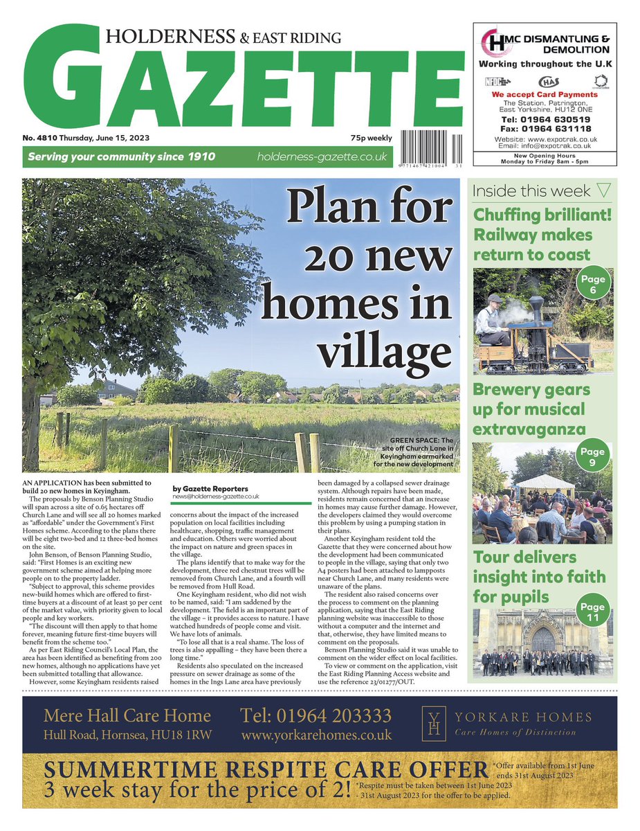 Great TIP -latest Gazette @HoldernessNews is out - ‘hear all about it’ in our separate previews for North (103.5FM) & South (105.3FM) of #Holderness with Editor Sam  @HawkEditorial at 11.35 @seaside1053 #Hornsea #withernsea #holderness #EastYorkshire