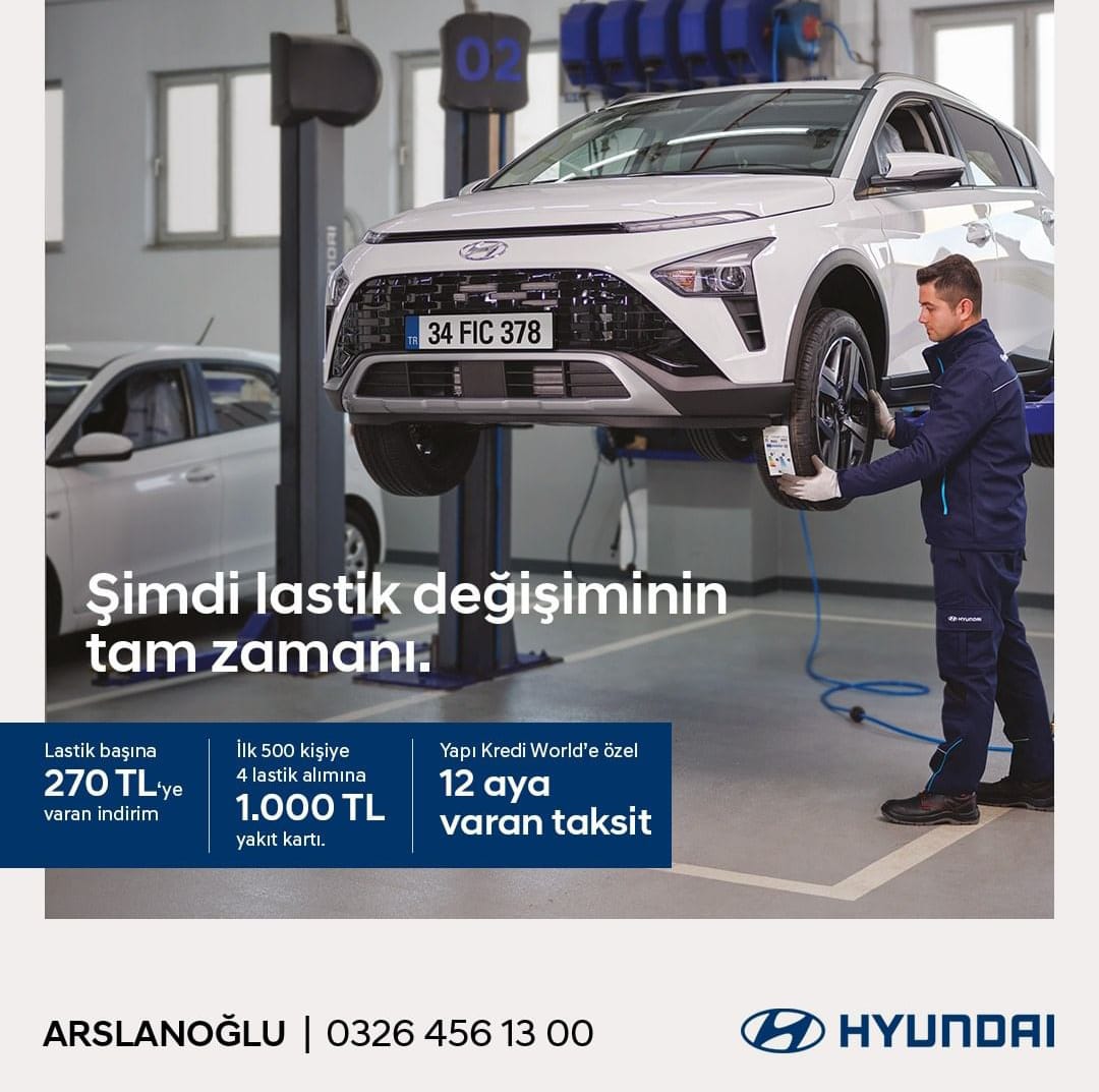 Arslanoglu2022's tweet photo. Şimdi lastik değişiminin tam zamanı. 30 Haziran tarihine kadar geçerli avantajlar için sizi Hyundai Arslanoğlu servisimize bekliyoruz. #Hyundai https://t.co/16brfdBnkT
