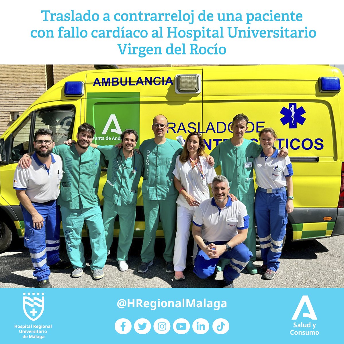 🚑👩‍⚕👨‍⚕ Profesionales del 𝗛𝗥𝗨𝗠 y del #061 recorrieron 220 kilómetros a contrarreloj el pasado miércoles para trasladar a una paciente con fallo cardíaco al @hospitaluvrocio
📲 instagram.com/p/CtiukK0uWcF/
#HRUMContigo @EmergenciasSev #EPES061