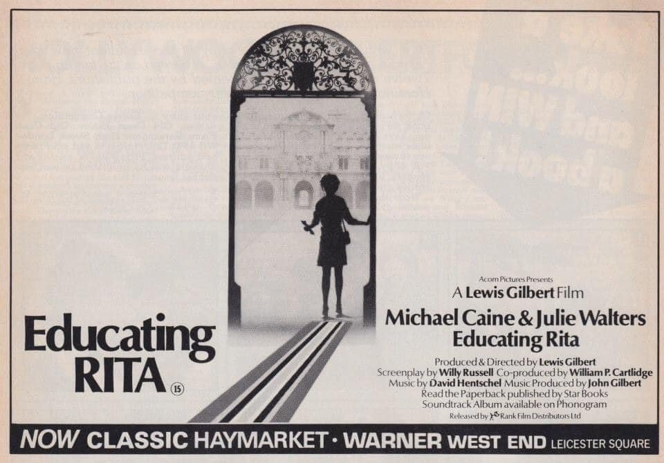 Forty years ago today, West End cinema audiences were Educating Rita... #EducatingRita #1980s #Films #film #MichaelCaine #JulieWalters #LewisGilbert #WillyRussell