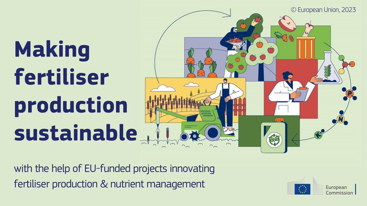 Fertilisers play a fundamental role in our food security 👩‍🌾

Discover 8️⃣ #EUfunded and REA-managed projects innovating fertiliser production & nutrient management, while creating healthy soils & waters: europa.eu/!GKyfnM

#EUGreenDeal #MissionSoil #SaveSoil #MissionClimate