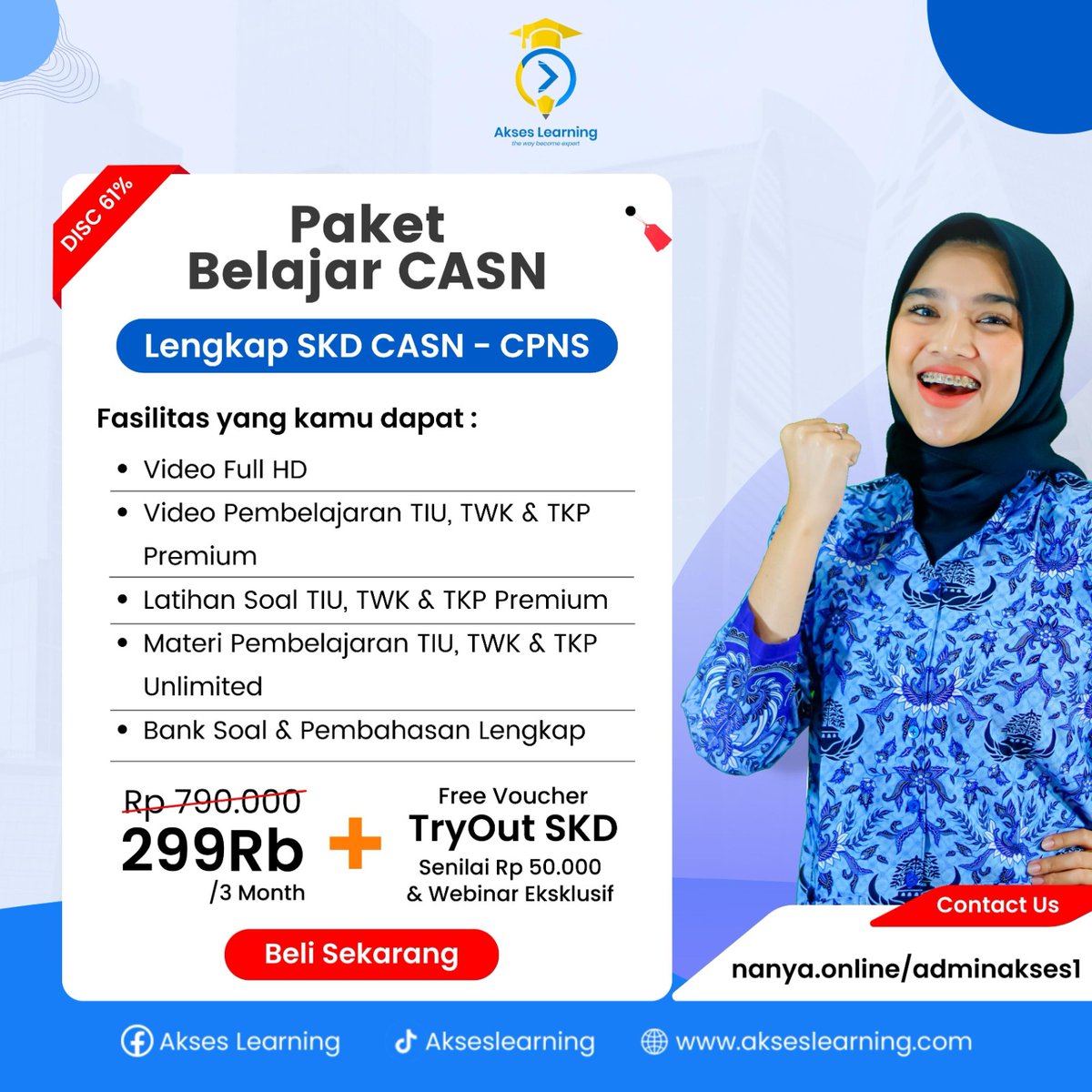 bimbel_cpns's tweet photo. Yuk untuk mau yg mau belajar cpns tapi sibuk, bisa beli lgs aplikasi pembelajaran dari bimbel akses.

Harga Cuma: Rp 299rb

Bisa langsung tanya admin:
https://t.co/Ny4OD0bZ8J

#cpns2023 #cpns #infocpns https://t.co/IwV0I5O2Gk