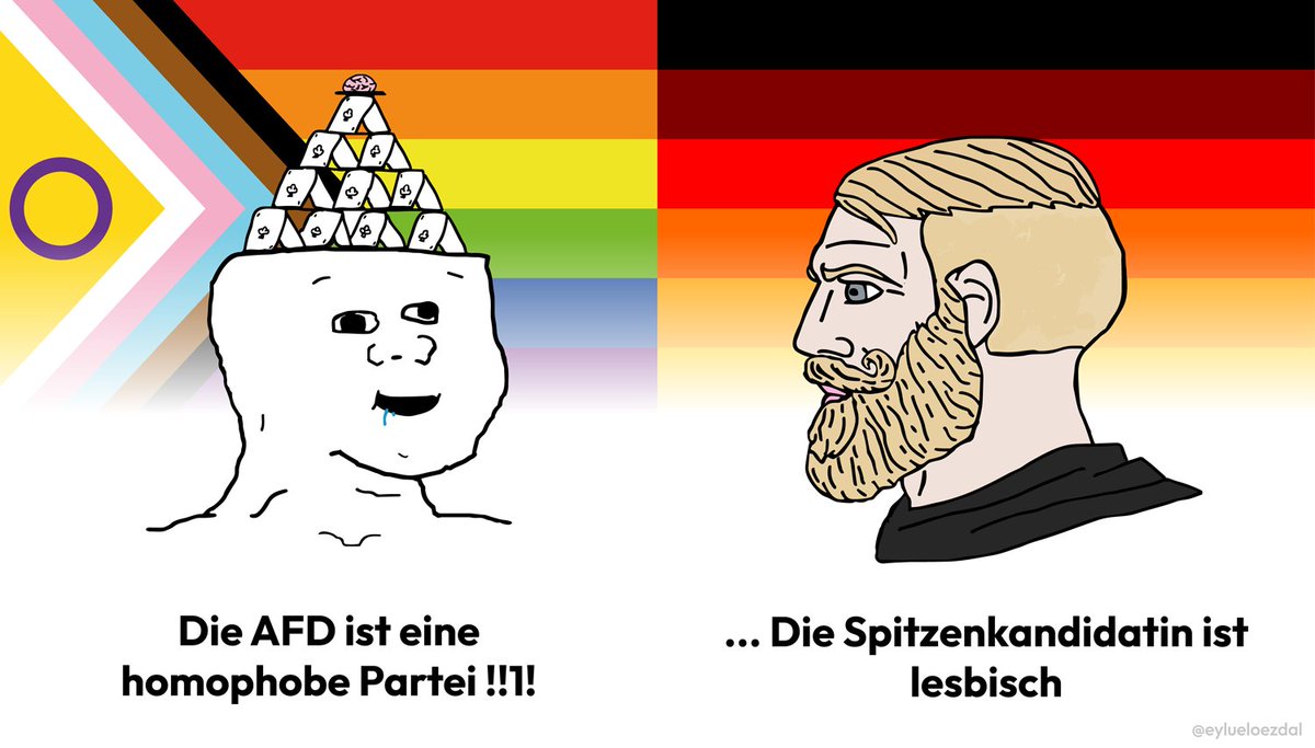 Wie wir alle wissen ...
'Die AFD ist eine homophobe Partei' 🥱

Ein weiteres #Stolzmonat-Antwort-Meme.