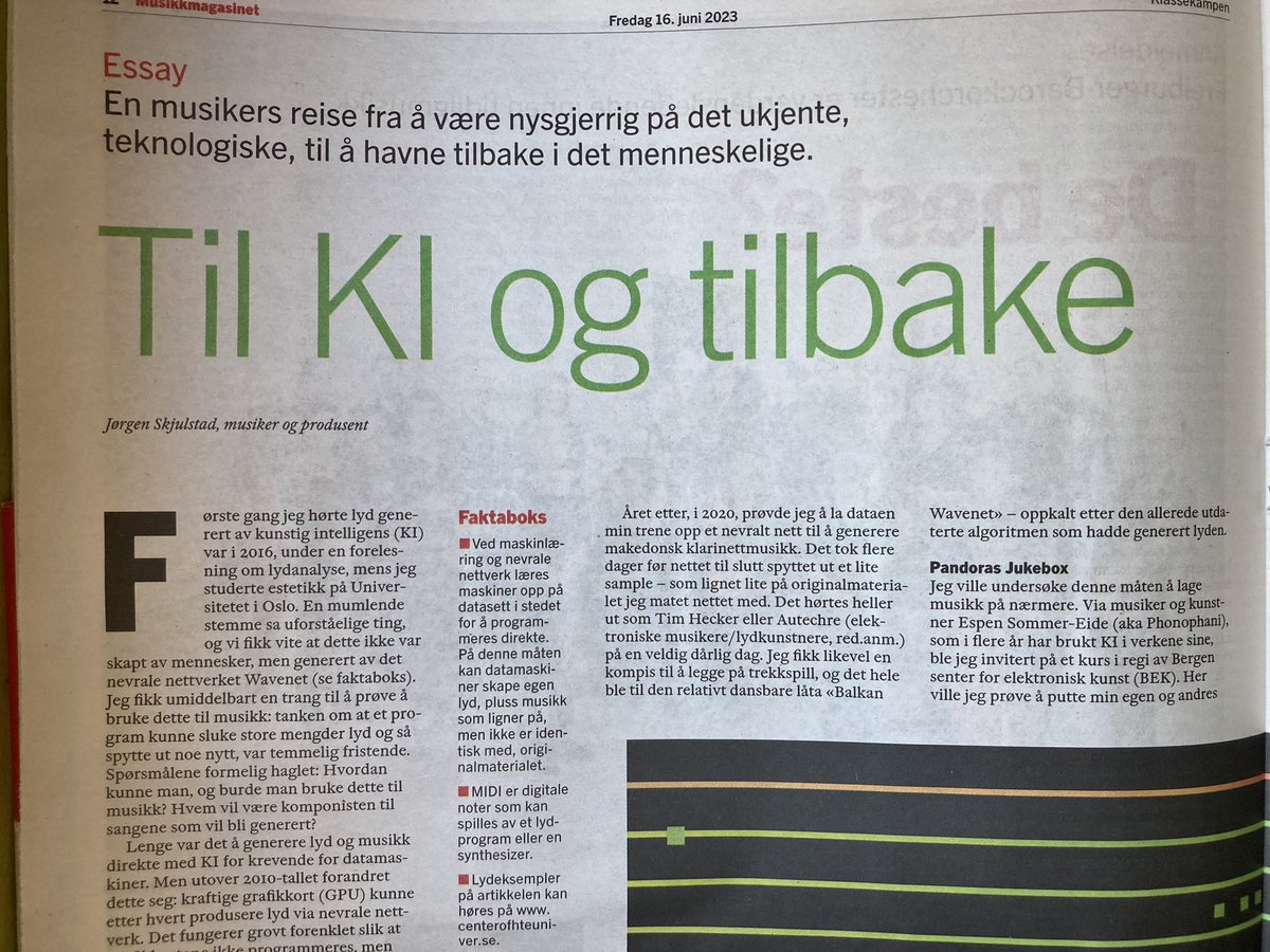 Idag kan være en fin dag å kjøpe en avis? Jeg debuterer som Essayist(?) om mine elleville eksperimenter med Kunstig Intelligens og også om hvorfor jeg kanskje mista interessen for det.