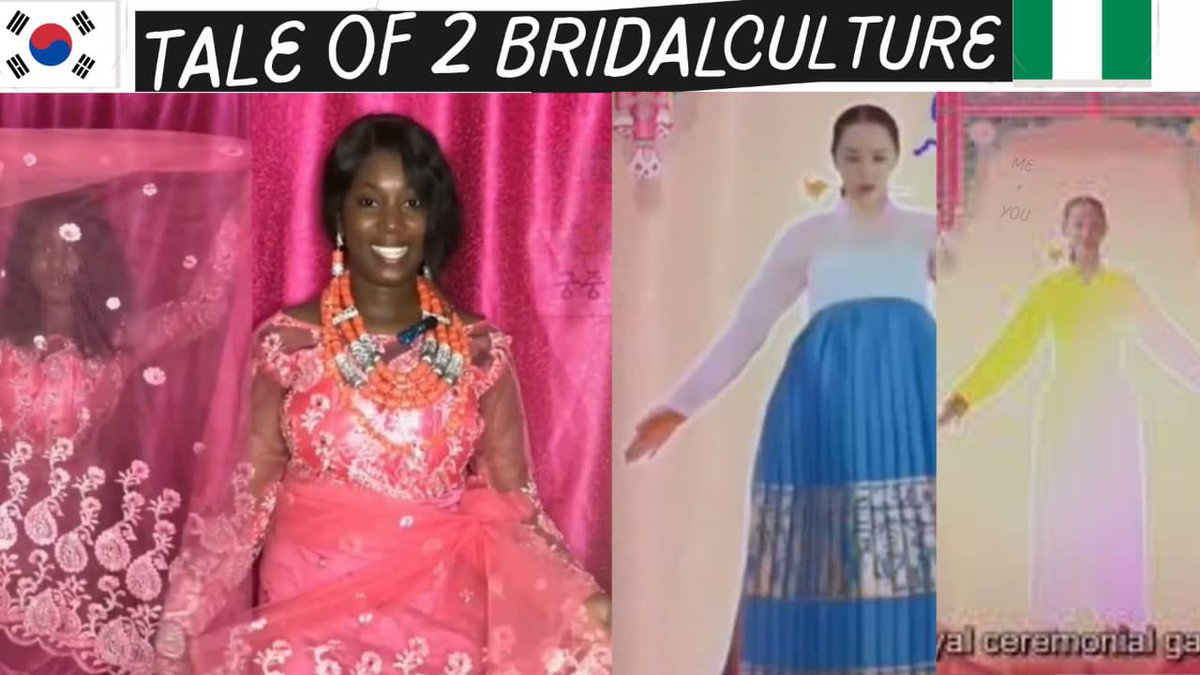The Bridal practices ,fashion and attire of different countries and Culture  is beautiful.

In this video I compared a bridal attire and morning bridal practice in Nigeria (Ndokwa) & the one in South Korea
 youtu.be/BrwTG2QQom4 

#korea #nigeria #ndokwa #bridalattire #wedding