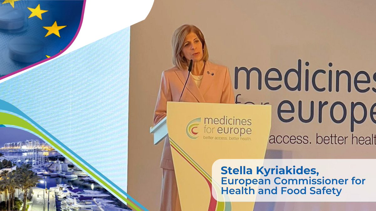 medicinesforEU's tweet photo. At our Conference Comm. @SKyriakidesEU just announced  “We are open to explore a more long-term approach with a Critical Medicines Act”
This act together, with the Pharma package, will build a 🇪🇺sustainable ecosystem to prevent shortages &amp; delivering on security of supply https://t.co/olF34IVMF4