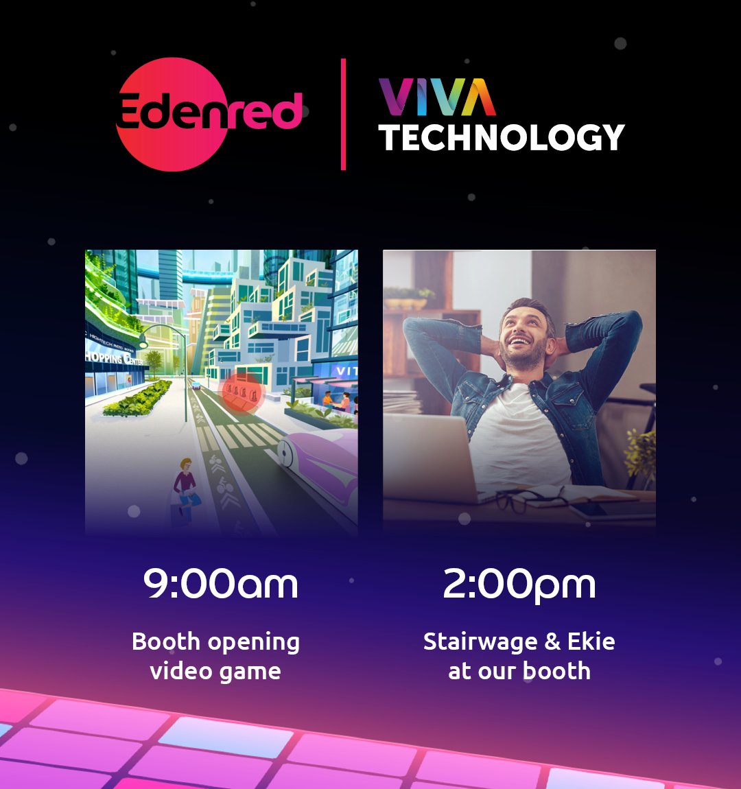 It’s flying by! Day 3 now at Viva Technology. We are in full flow here! Take a look at <a href="/Edenred/">Edenred Group</a>’s program for this second day 👇

Meet us on our booth J59! #Vivatech