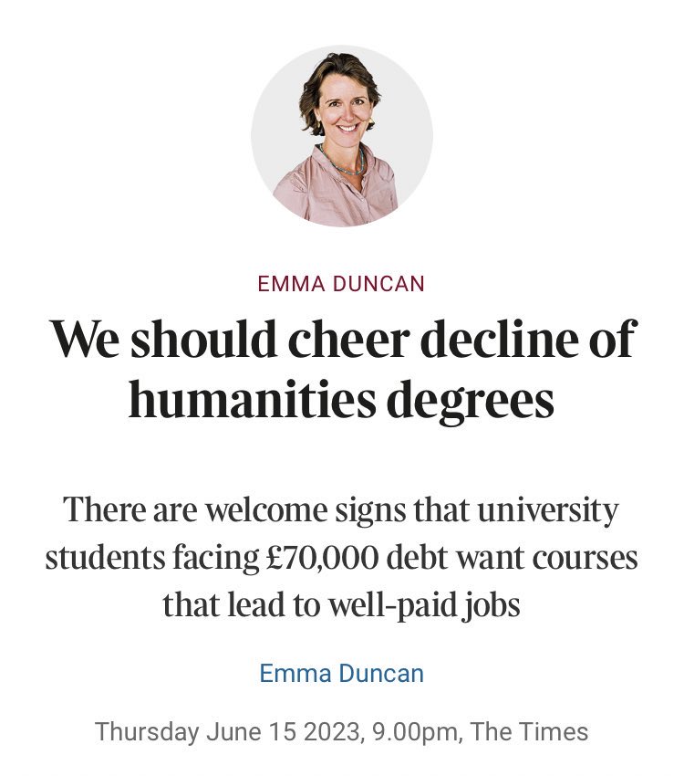 …of course what she means is *humanities degrees not at Oxbridge*