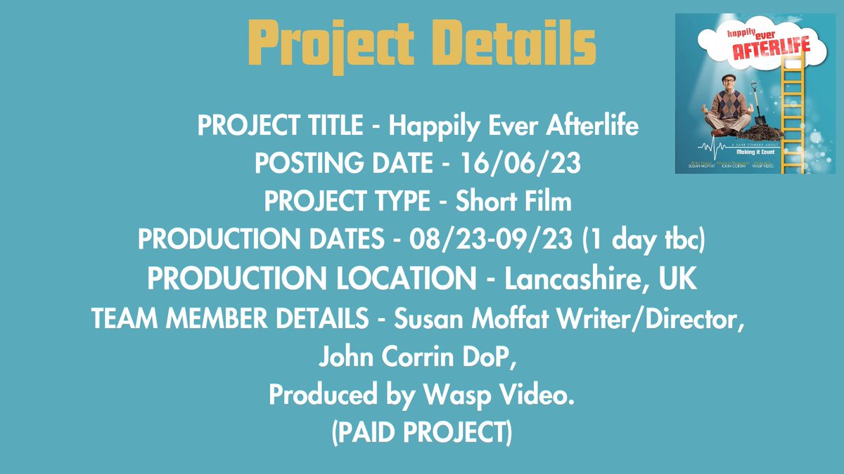 🎬 Casting Call 🎬

Karen (Female)

Please send headshots, links, CV to
📧happilyeverafterlifefilm@gmail.com
 
Quoting KAREN in the email subject line. 

More details on rates, dates and locations in our linktree. 

#castingcall #CASTING #actors #LANCASHIRE #SupportIndieFilm
