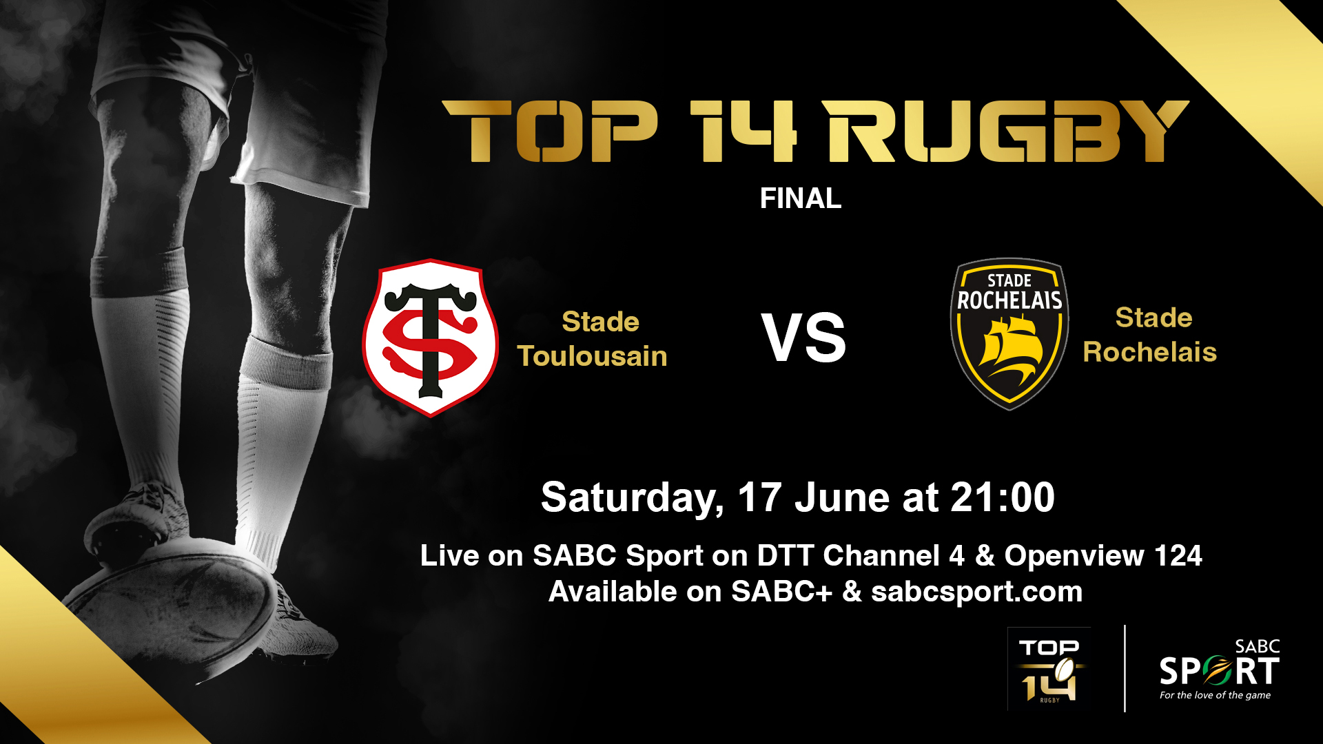 SABC Sport on Twitter: "🏉 Game Day Catch all the thrilling action in the #TOP14RugbyFinal 🔥 👥 Stade Toulousain 🆚 Stade Rochelais 🗓️Sat, 17 June 📺 SABC Sport Channel