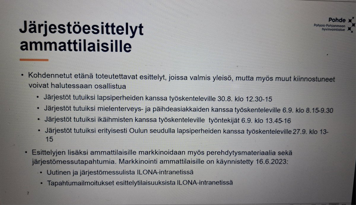 PP Sosturvayhdistys (@ppsotu) on Twitter photo <a href="/ppsotu/">PP Sosturvayhdistys</a> ja <a href="/Pohde_fi/">Pohjois-Pohjanmaan hyvinvointialue</a> yhteistyössä suunnittelemat järjestöesittelyt ammattilaisille tulossa syksyllä 2023! <a href="/ppsotu/">PP Sosturvayhdistys</a> ja <a href="/Pohde_fi/">Pohjois-Pohjanmaan hyvinvointialue</a> yhteistyössä suunnittelemat järjestöesittelyt ammattilaisille tulossa syksyllä 2023!