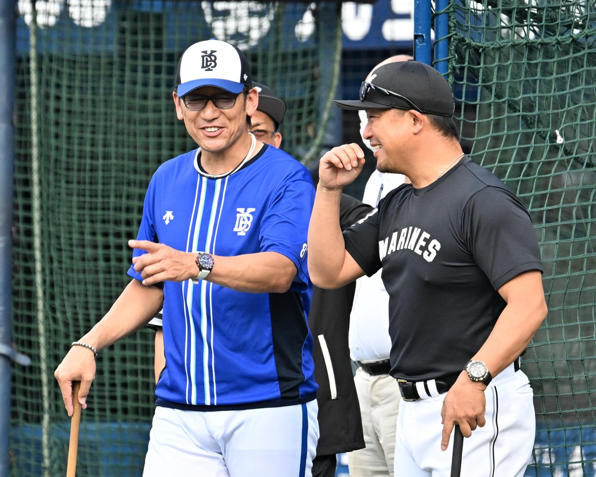 DeNA #三浦大輔 監督＆ロッテ #村田修一 コーチが再会✨

#baystars 
#横浜頂戦 
#サンスポ(撮影・荒木孝雄)