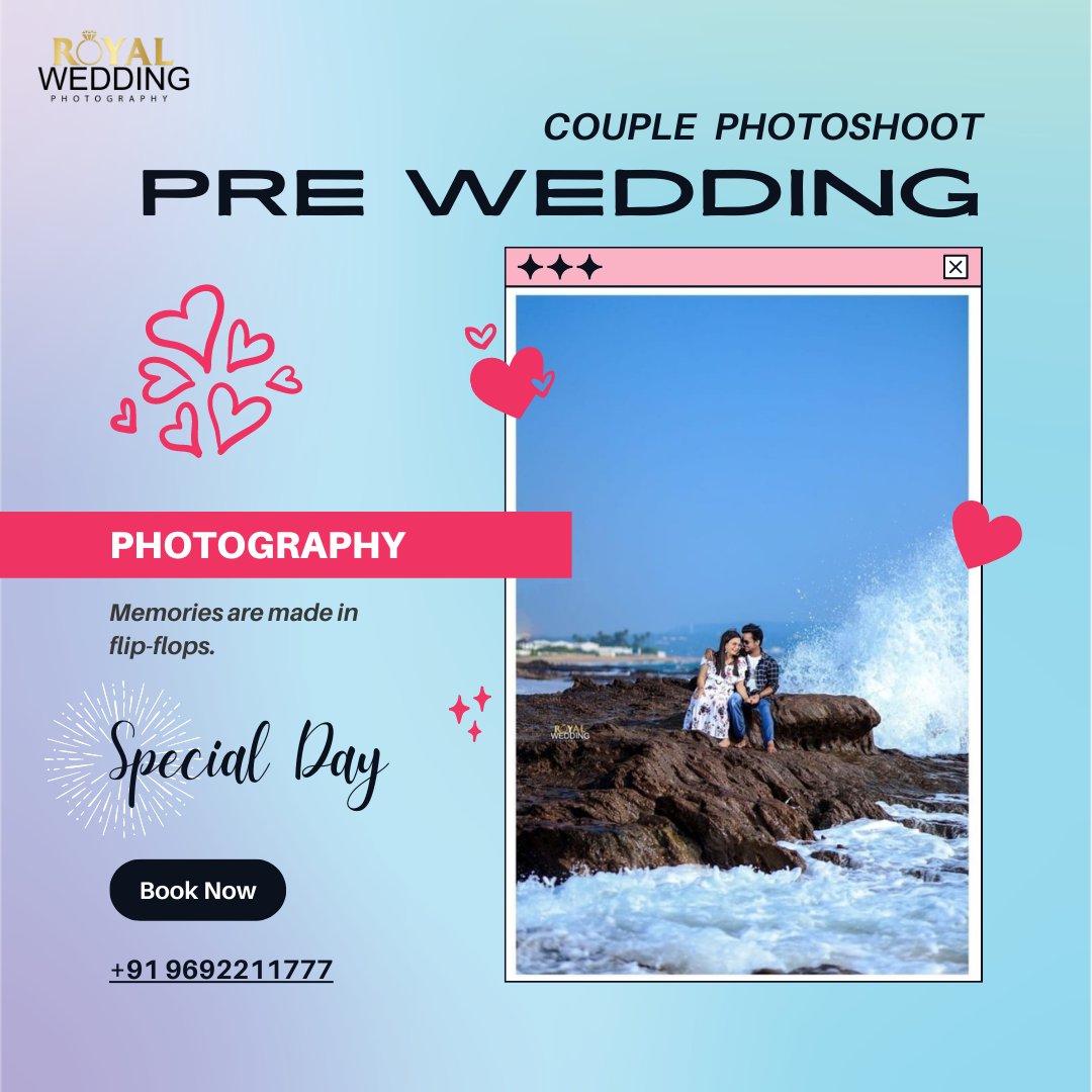 Ready to capture your perfect #PreweddingPhotoshoot? Look no further than Royal Wedding Photography! Our experienced photographers will create beautiful memories that will last a lifetime. Book now and let us make your special day even more special. 
#CouplePhotography #BookNow