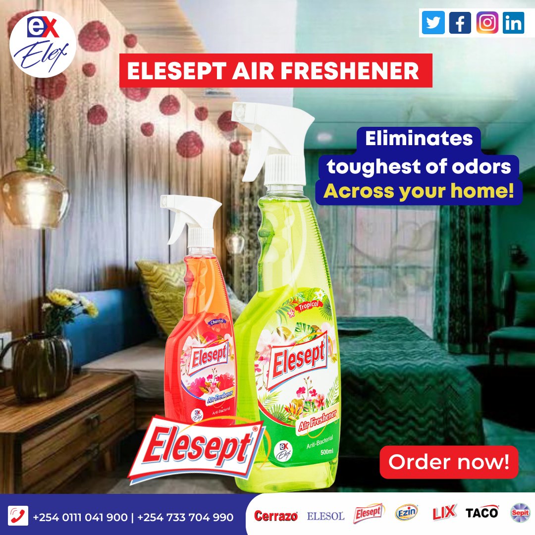 elexproducts's tweet image. Our Elesept Air Freshener fills your space with captivating aromas, transforming any room into a sanctuary of tranquility.

Please follow this link to browse and make purchases

elexproducts.com/shop/

#EleseptAirFreshener #FreshnessUnleashed 

M-Pesa Naivasha