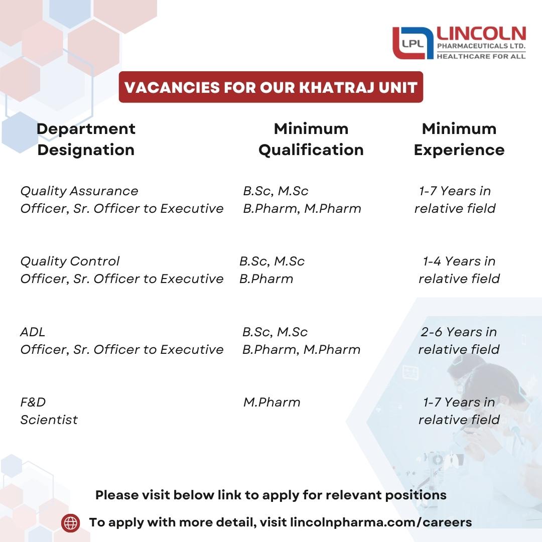 _lincolnpharma_'s tweet photo. Looking to grow in Pharmaceutical Field? Come and meet us on Sunday for our exclusive drive of Walk-In Interview with multiple posts. #lincoln #pharmajobs #qualityassurance #scientist #pharmaceutical #interview #gujarat Click to apply https://t.co/igKoDGyU9L https://t.co/AzJfMIuujd