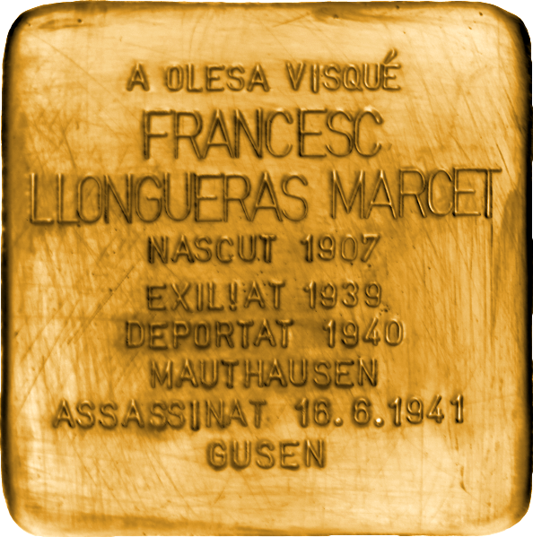 #OTD en 1941 fue asesinado en el campo de concentración de Gusen

FRANCESC LLONGUERAS MARCET
🔻 #deportado

Olesa de Monserrat, donde nació y vivió, le recuerda con uno de los 🟨 #Stolpersteine colocados en la puerta de su ayuntamiento.

#RememberGusen