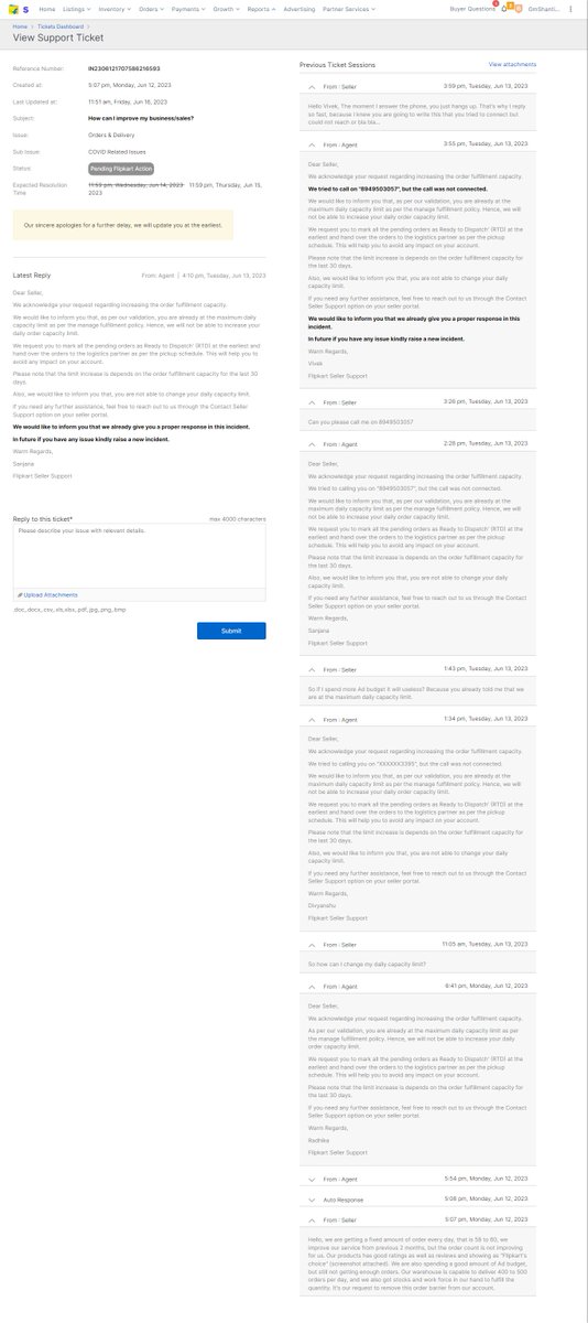 HARSH_INSIDE's tweet photo. Hey @FlipkartSellers, do you have a policy that limits sellers number of orders per day? Why do we spend thousands of rupees on ads then? Check out the image attached, every seller should be aware of this. @flipkartsupport @FlipkartStories @FlipkartEnables https://t.co/q24JFbvKKT