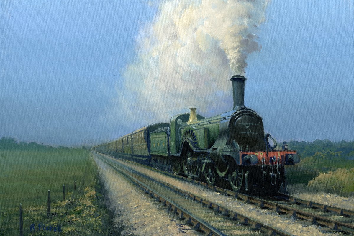 A Stirling Single Locomotive of the Great Northern Railway.
Oil on Canvas.
16' x 12'
fineartamerica.com/featured/stirl…