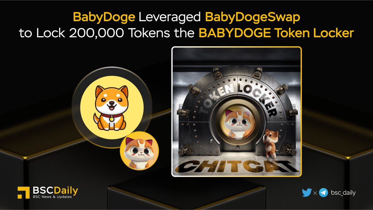 🎉 <a href="/BabyDogeCoin/">Baby Doge</a> Leveraged #BabyDogeSwap to Lock 200,000 Tokens the $BABYDOGE Token Locker🧬

#ChitCAT - #Meme Token with Messaging dAPP based on blockchain technology and IBC protocol🏆

Use #BabyDoge FREE Token Locker &amp; secure your project or LP tokens on BSC or ETH, now!

More