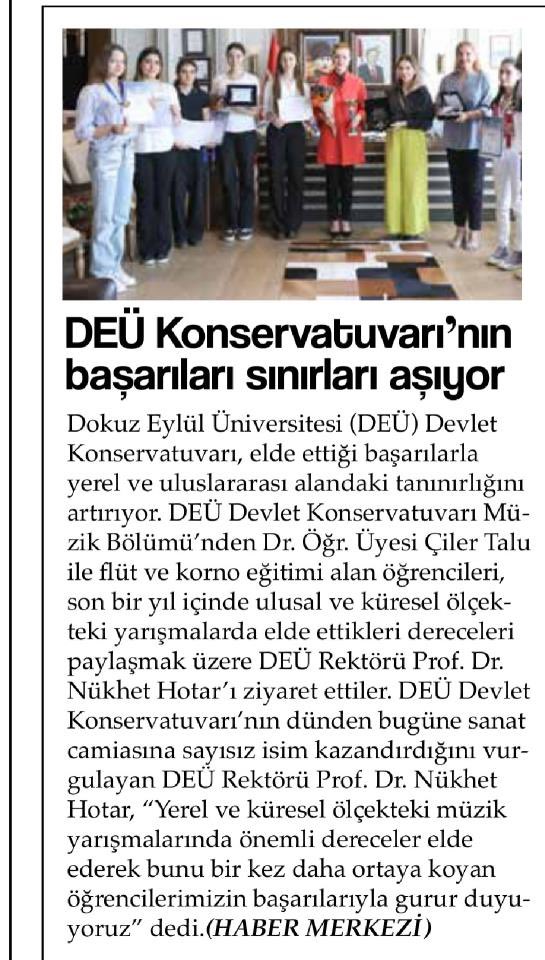 “DEÜ Konservatuvarının Başarıları Sınırları Aşıyor” <a href="/hotar_nukhet/">Prof. Dr. Nükhet Hotar</a> 
<a href="/universitemDEU/">Dokuz Eylül Üniversitesi</a> 
<a href="/basak_g/">Başak G. H.</a> 

Haber linki 👇👇

haber.deu.edu.tr/deu-konservatu…