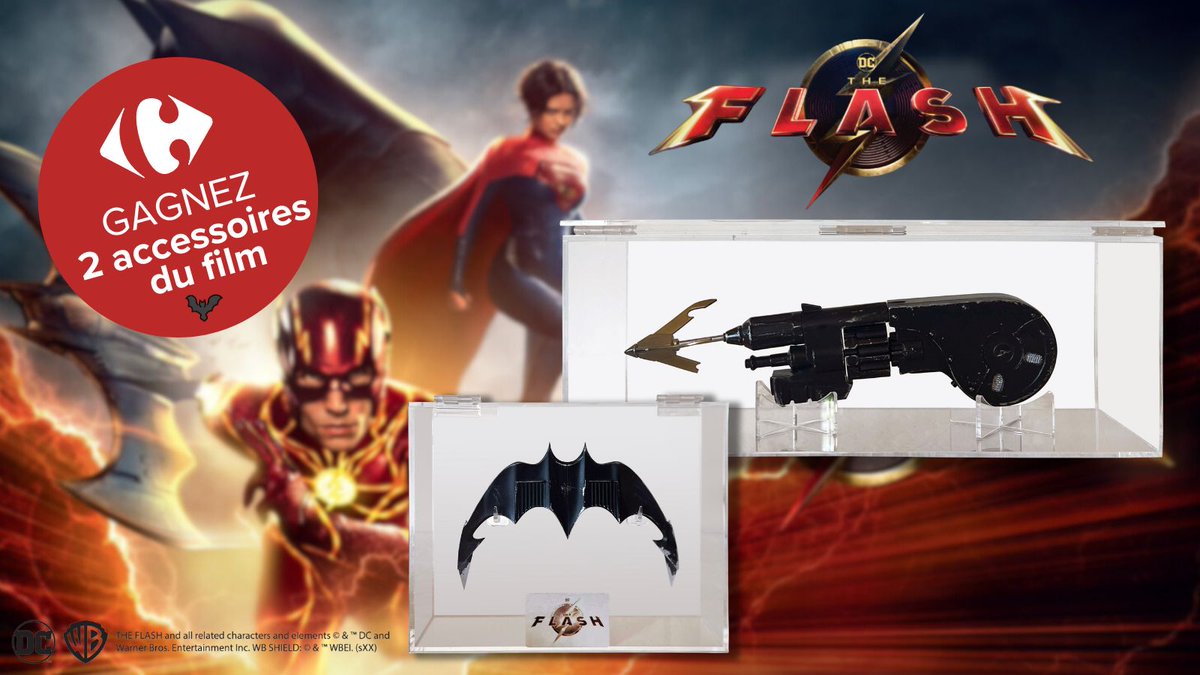 CarrefourFrance's tweet photo. [JEU CONCOURS] Avis aux collectionneurs et aux fans de #TheFlash , actuellement au cinéma 🦸‍♂️

Tentez de gagner avec @warnerbrosfr 2 reproductions d’accessoires du film : 1 Batarang et 1 Grapnel Gun ! 😮🦇

Pour participer ➡️ RT + FOLLOW  #TheFlashMovie

TAS le 23/06 🍀 https://t.co/71fZZOEfvp