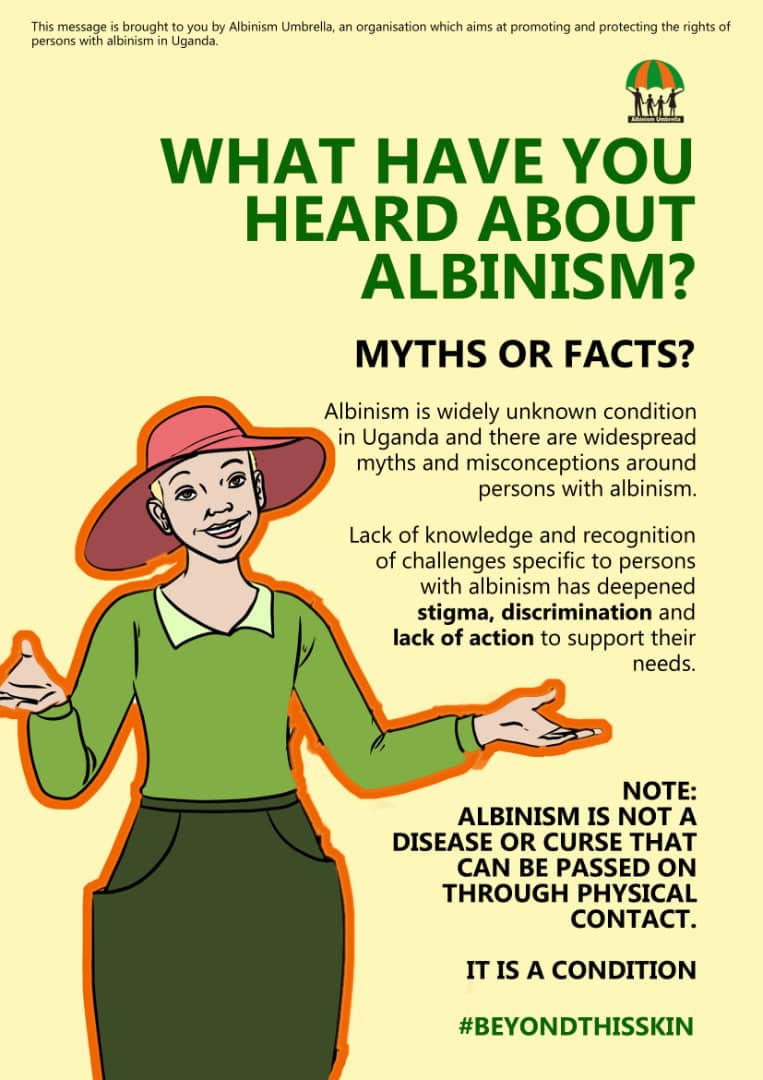 albinismumbrell's tweet image. As you walk around the streets of Kampala, you'll notice our flyers set up on different parts.

They contain facts and information about albinism, and remedies to myths and superstitions that surround the condition.
#HaveARead 
#AccessForAlbinism 
#ActionForAlbinism