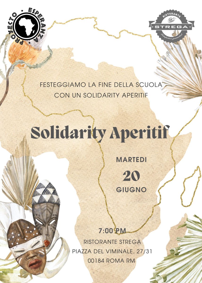 ¿Te pillamos por Roma?Te invitams a celebrar el próximo martes 20 el fin d curso en el #RestauranteSTREGA q generosamente participa en la recaudación d fondos xa la letra "Z" con .<a href="/ZERCAYLEJOS/">ZERCA Y LEJOS</a> 

Reuniremos fondos y ns reiremos un rato,qué mejor plan q este!!

#SolidarityAperitif
