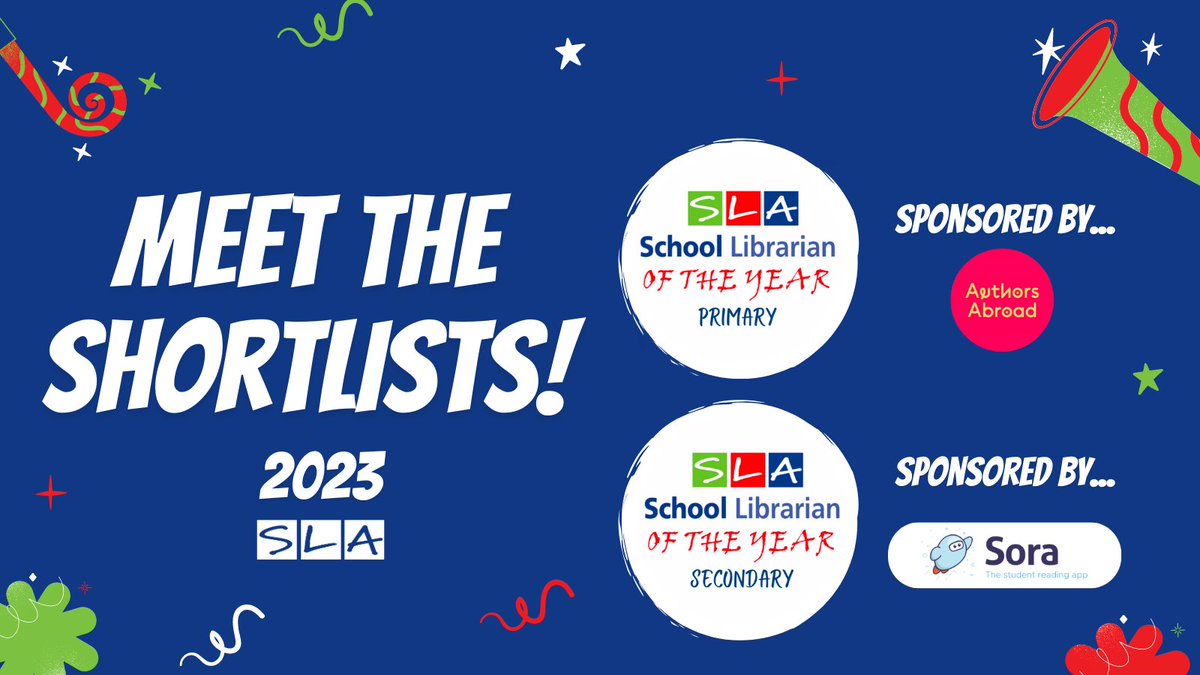 School Library Association (SLA) (@uksla) on Twitter photo 🎉 Today's the day!
🏆 We're thrilled to announce the shortlists for both our Primary and Secondary School Librarian of the Year Awards.
Check out the announcement here 👉🏼 buff.ly/43SOyKY
<a href="/AuthorsAbroad_/">Authors Abroad</a> <a href="/Sorareadingapp/">Sora, by OverDrive Education</a> 🎉 Today's the day!
🏆 We're thrilled to announce the shortlists for both our Primary and Secondary School Librarian of the Year Awards.
Check out the announcement here 👉🏼 buff.ly/43SOyKY
<a href="/AuthorsAbroad_/">Authors Abroad</a> <a href="/Sorareadingapp/">Sora, by OverDrive Education</a>