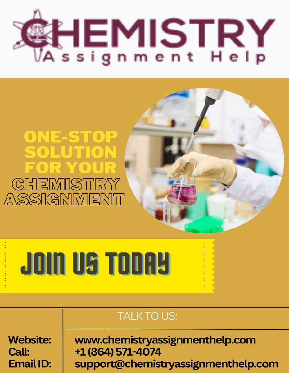 Do you require help with your chemistry assignment? No need to look any further! You can count on our highly qualified team of professionals. 🌟 Visit chemistryassignmenthelp.com and say goodbye to academic stress! 💪 #ChemistryAssignmentHelp #AcademicSupport #AssignmentExperts