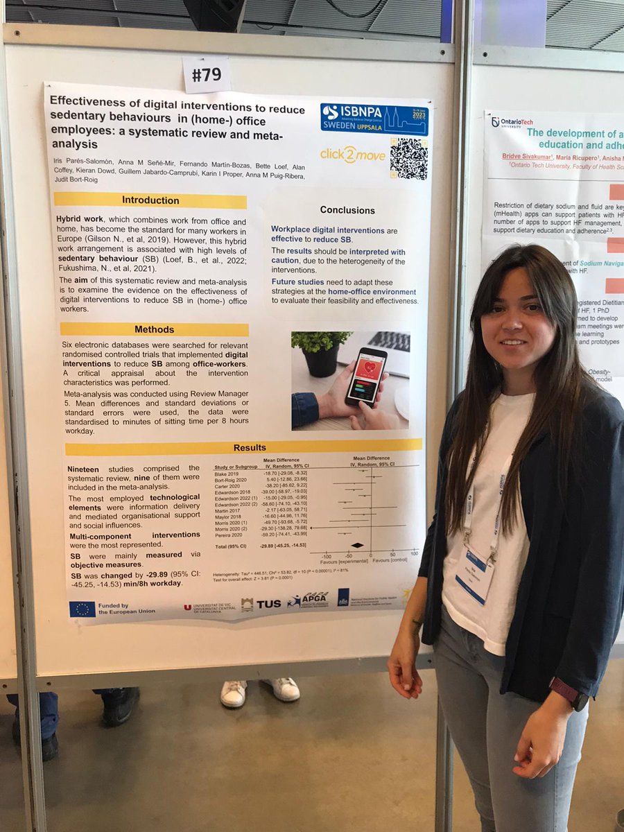 uvic_GREAF's tweet photo. @irisparess the PhD student of the #click2move project presenting her poster in @ISBNPA 2023 in Uppsala. https://t.co/MA6pNw4Peq
