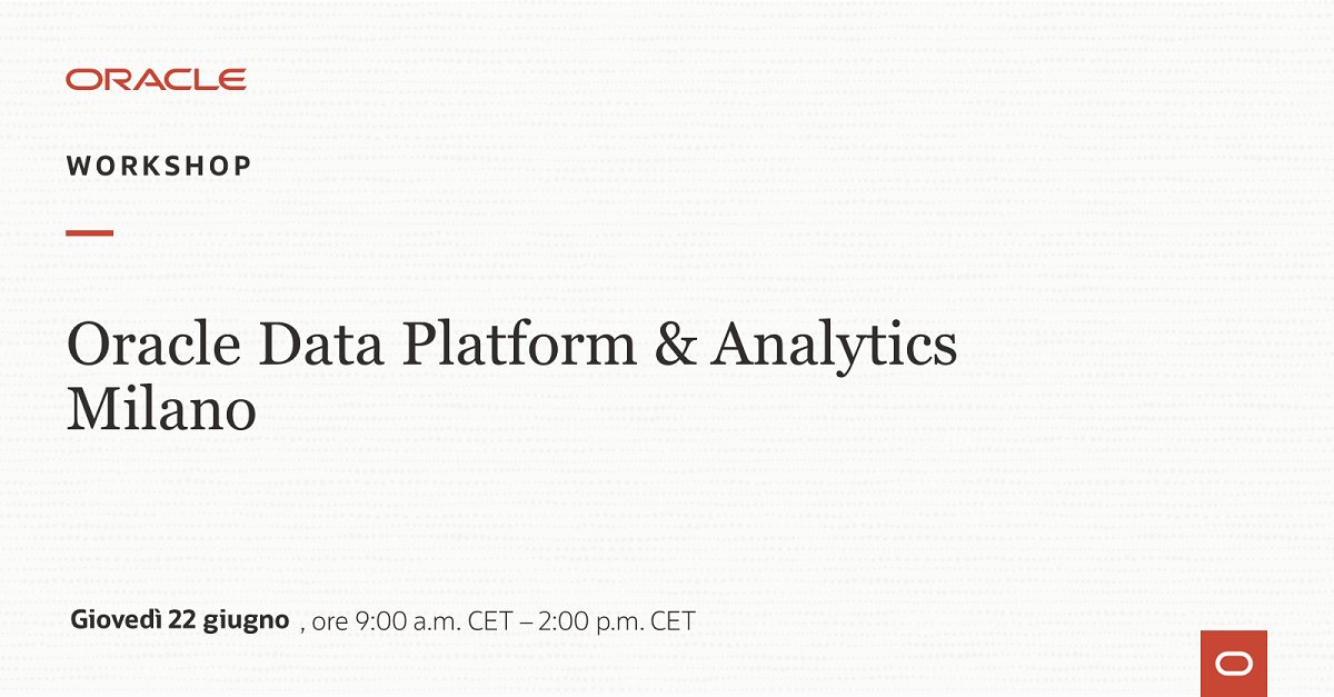 Il 22 giugno, a Milano, vieni ad approfondire le modalità, le logiche e gli strumenti attraverso cui Oracle #Data #Platform consente di combinare e scambiare dati e Oracle #Analytics consente di analizzarli. Iscriviti al workshop: social.ora.cl/6019ON0fF