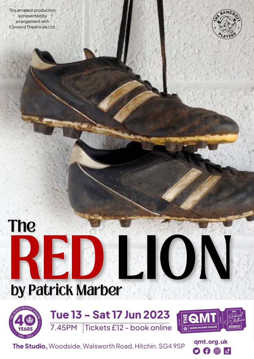 QMTweeters's tweet photo. Only two performances left - don’t miss your chance to see this brilliant show!

🎭- The Red Lion by Patrick Marber
🗓️- 13 to 17 June
⌚️- 7.45pm
📍- The Studio at the QMT
🎟️- https://t.co/zHBySXxIws

#theatre #hitchin #amdram #herts #drama #acting #hitchinevents #patrickmarber https://t.co/J8EZ7pkVWA