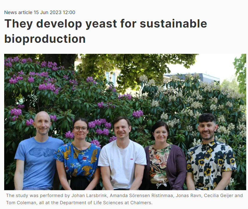 Congratulations Cecilia, Jonas, Tom, @JohanLarsbrink and @Ristinmaa Read the news article here: bit.ly/3NxZmsF To know more about Indbio @chalmersuniv, please visit: chalmers.se/indbio #xylan #yeast #coculture