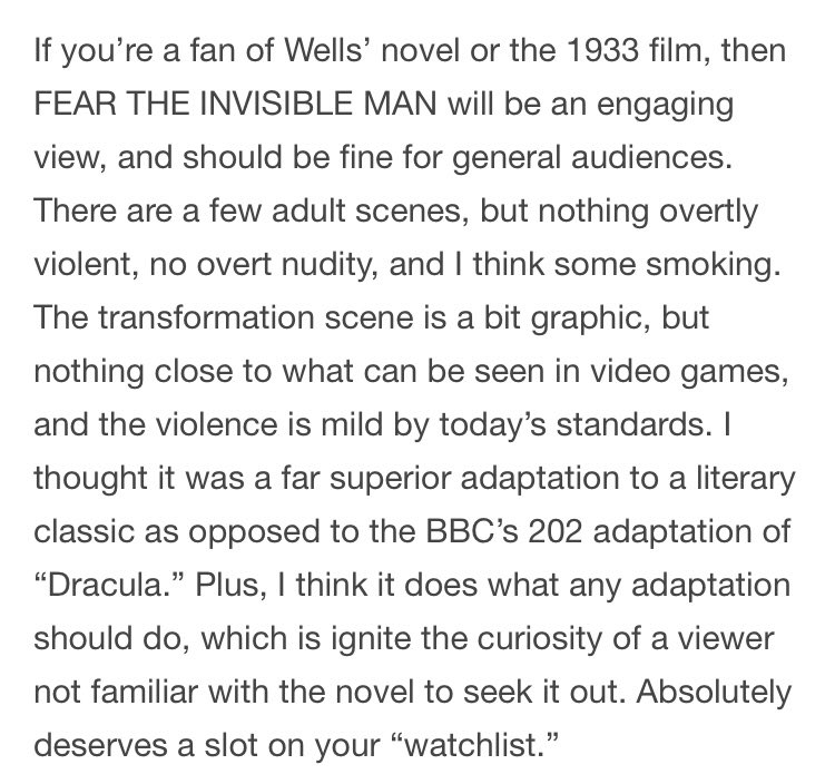 Nice ‘Fear the Invisible Man’ review to end the week on.

‘…that give it a dash of a Downton Abbey feel’, I’ll take that as that’s what I was aiming for! 😀

#filmmaking #theinvisibleman #victorian #period #mandmfilmproductions #hanoverpictures #101filmsinternational #filmreview