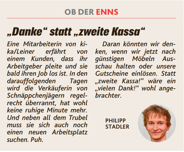 AKLinz's tweet photo. Vielen Dank für diesen wertschätzenden #Kommentar in der @krone_at. Denken wir alle daran, wenn wir noch schnell unsere Gutscheine einlösen. #kikaleiner

📰 Kronen Zeitung, 16.6.2023 https://t.co/34PC8oGzMI