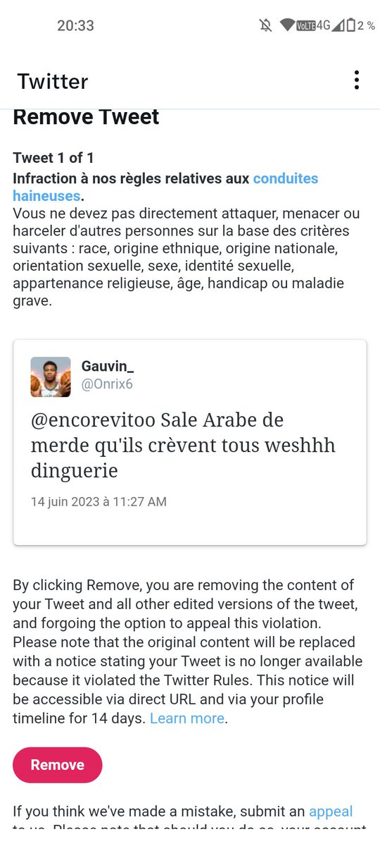 Onrix6's tweet photo. Ban 12h pour ça... Twitter va mal https://t.co/yFC3GDqNws
