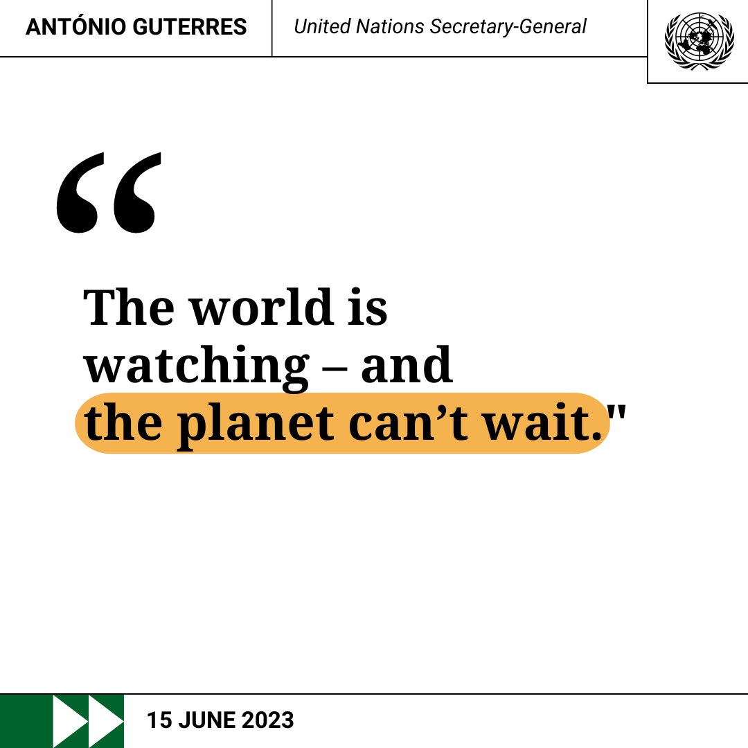 "The world must phase out fossil fuels in a just and equitable way -- moving to leave oil, coal and gas in the ground where they belong – and massively boosting renewable investment in a just transition"

@AntonioGuterres on urgency of #ClimateAction: news.un.org/en/story/2023/…