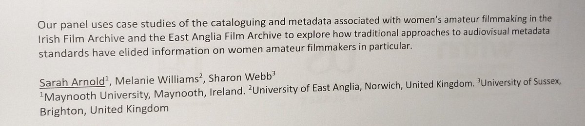 Is it Friday already? That means our #DWFTH6 panel is today! 3.15-4.45pm, Fulton B (and online) Our brilliant project colleagues @BritFilmMelanie @wsharon145 & Sarah Arnold present ‘Archiving Interventions: embedding feminist praxis in audiovisual archive metadata’