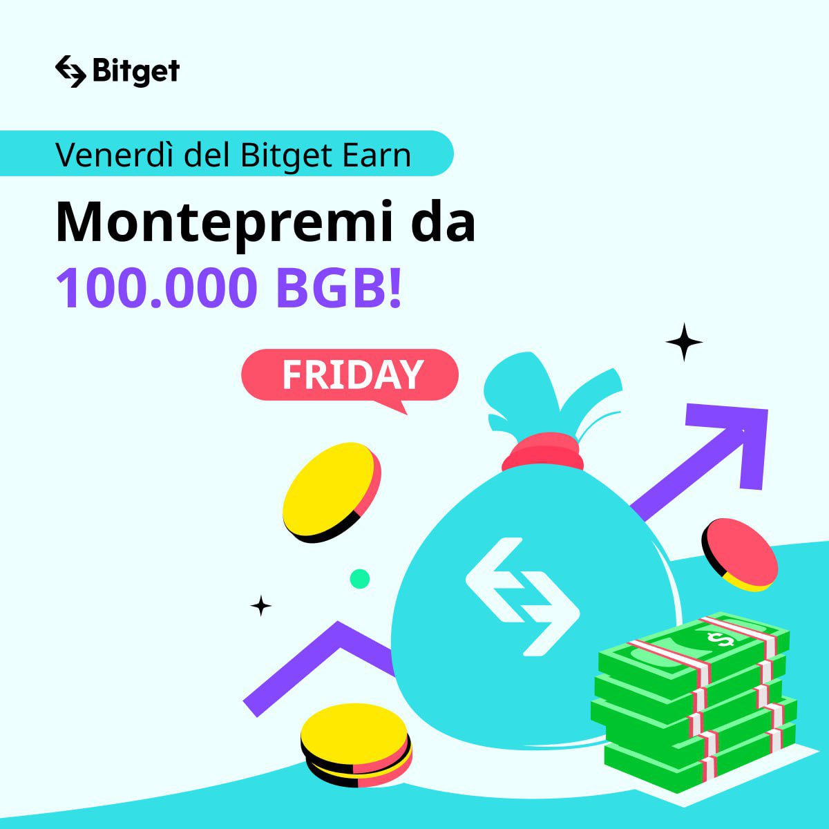Cryptobar360's tweet image. È tornato il Venerdì Earn di Bitget! 🔥

Durata: 16.06 ore 10 - 18.06 ore 18 📅

A partire da oggi per 2 giorni, ci saranno due attività da svolgere per ricevere numerosi $BGB

Linkk partner del Crypto Bar: 
partner.bitget.com/bg/6zqk1870167…

Partecipa adesso! 🍷