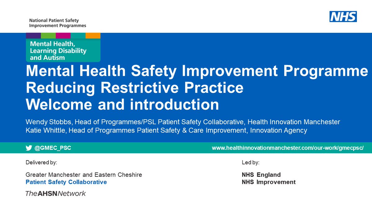 EVENT: We are holding a Reducing Restrictive Practice Learning Event today alongside @InnovationNWC. The event provides great opportunity for North West mental health wards to share ideas and gain inspiration from each other. #NWMHSIP #MHSIP